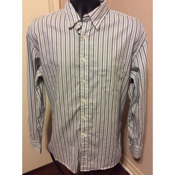 Pendleton Men's Bridgeport Button Front Shirt White Green Striped Pocket XL - Picture 1 of 11